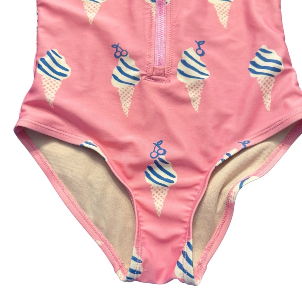 Tea Collection pink ice cream cone rash guard zip swim bathing suit 8 girls - Picture 3 of 6